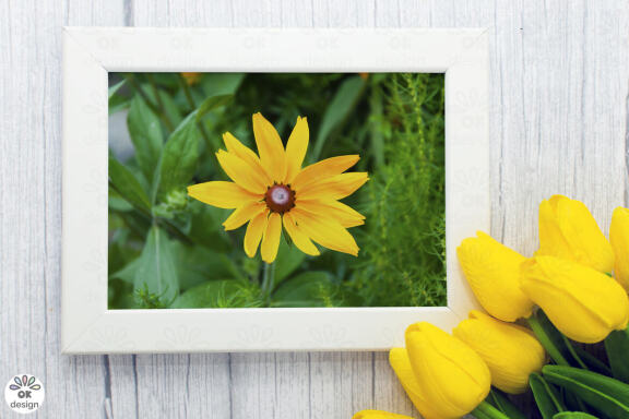 Wooden landscape Frame Mockup