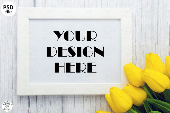 Wooden landscape Frame Mockup