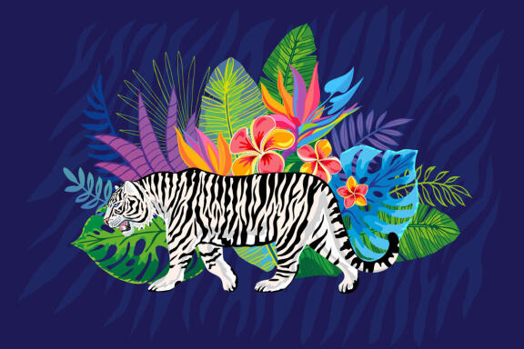 White Tiger in Tropical vector