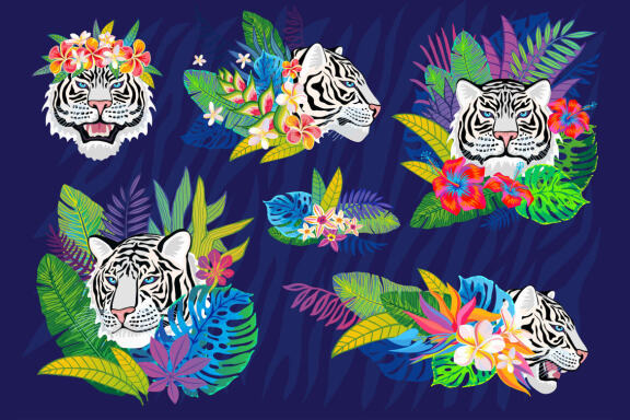 White Tiger in Tropical vector