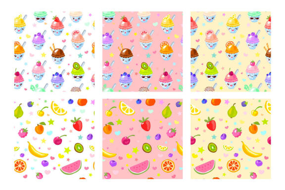 Cute Fruits Ice Cream Characters