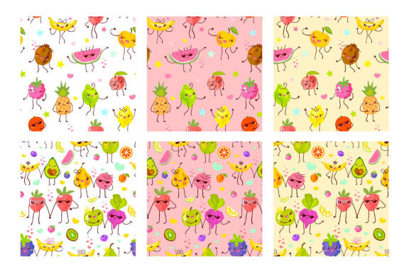 Cute Fruits Ice Cream Characters