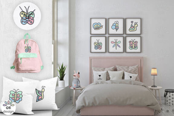 Butterfly clipart. Insects 10 hand-drawn clipart. EPS, PNG, SVG files. Magic clipart. Baby shower clipart.