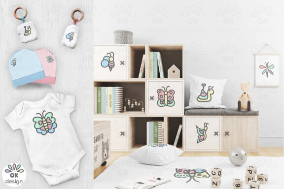 Butterfly clipart. Insects 10 hand-drawn clipart. EPS, PNG, SVG files. Magic clipart. Baby shower clipart.