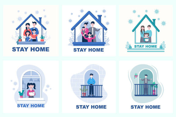 14 Stay at Home Flat Design