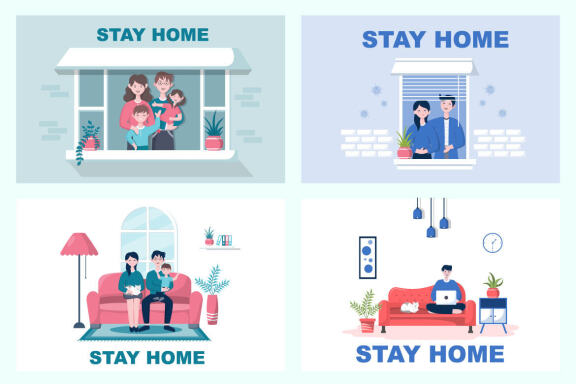 14 Stay at Home Flat Design
