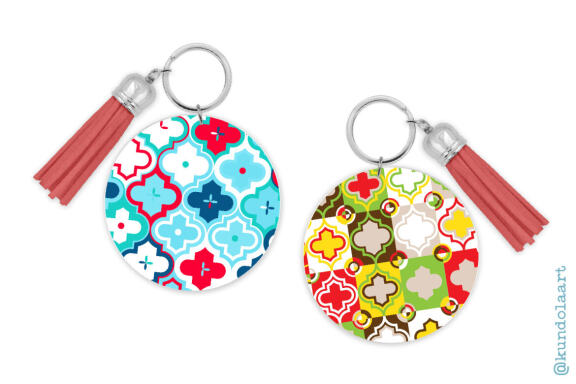 Keychain Sublimation Design arabesque, quatrefoil Key ring