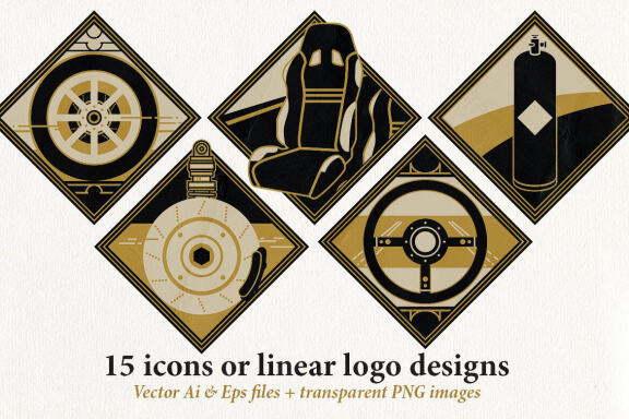 Linear Illustrations - Car & Garage