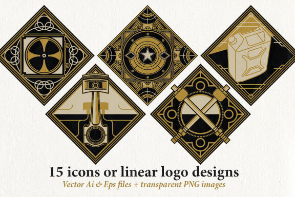 Linear Illustrations - Car & Garage