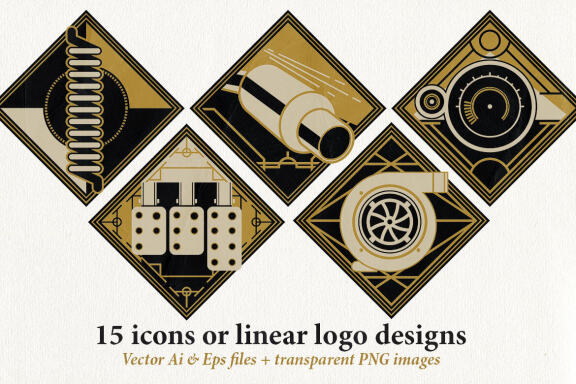 Linear Illustrations - Car & Garage
