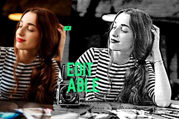 Horizontal Line Halftone Action
