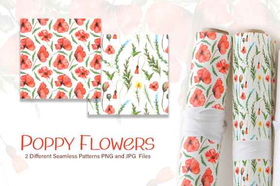 Watercolor Poppy Flowers Collection