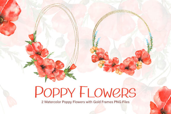 Watercolor Poppy Flowers Collection