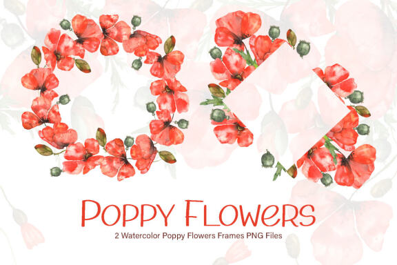 Watercolor Poppy Flowers Collection