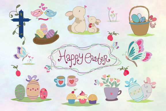 Easter Ornaments Hand Drawn