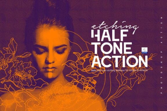 Etching Halftone Photoshop Action