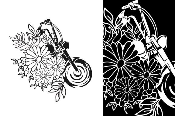 Flower x Motorcycle art Vector Bundle