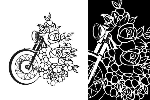Flower x Motorcycle art Vector Bundle