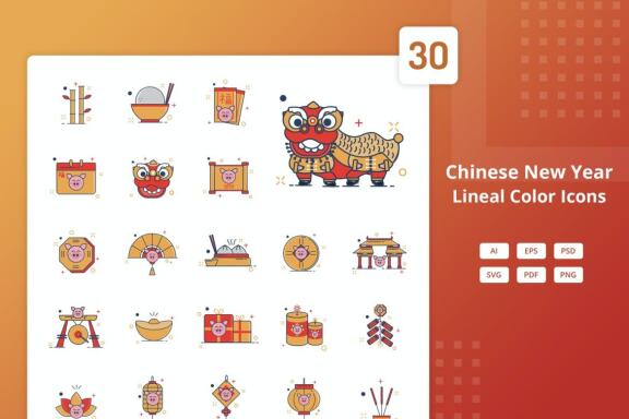 Chinese New Year - Lineal Color Icons