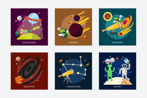 30 Space and Universe Vector Illustration