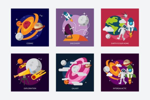 30 Space and Universe Vector Illustration
