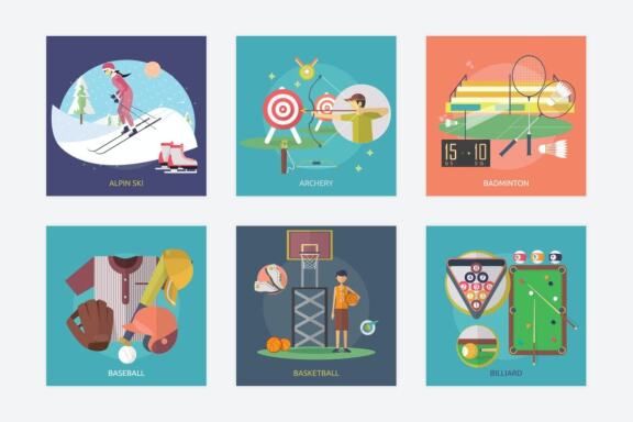 30 Sports and Awards Vector Illustration