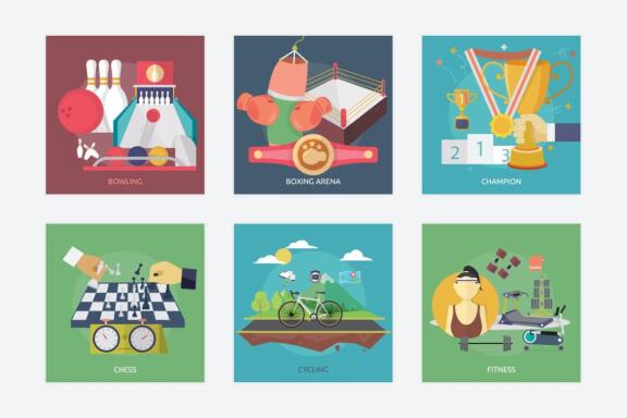 30 Sports and Awards Vector Illustration