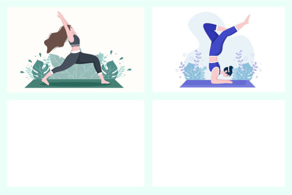 18 Yoga or Meditation Flat Design Vector Illustration