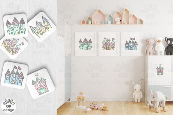 Castle clipart. Baby shower clipart, magic unicorn graphics.