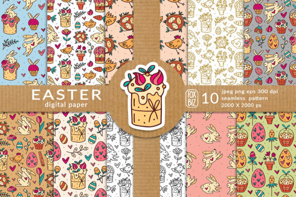 Easter digital paper, seamless pattern.