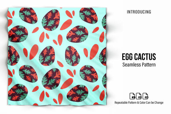 Egg Cactus Seamless Pattern