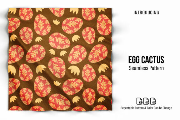 Egg Cactus V.2 Seamless Pattern