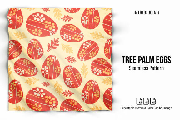 Tree Palm Eggs Seamless Pattern