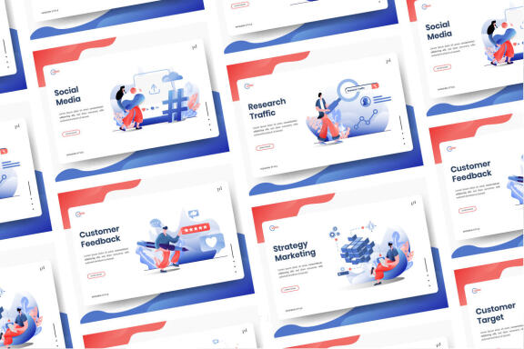 Business Online Marketing flat illustration