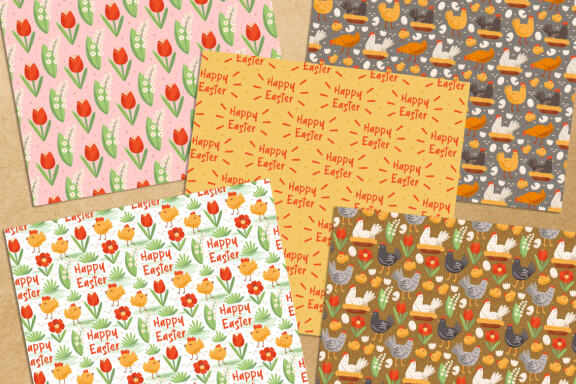 Easter digital paper, seamless pattern. Happy Easter decoration.