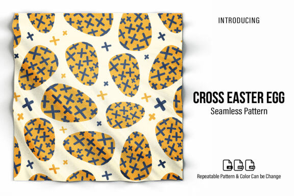 Cross Easter Egg Seamless Pattern