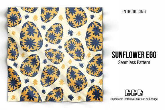 Sunflower Egg Seamless Pattern
