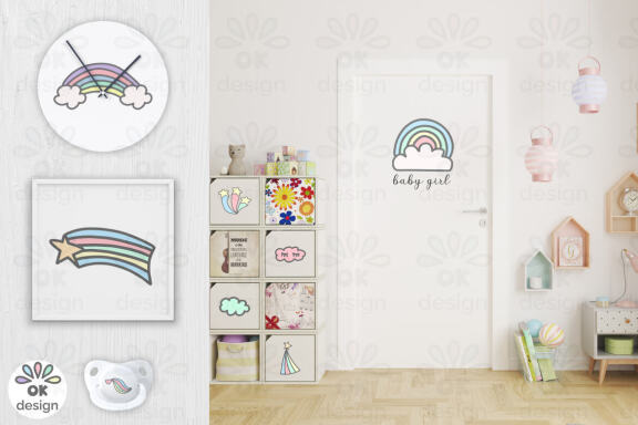 Rainbow Unicorn Clipart. Baby shower clipart, magic unicorn graphics.