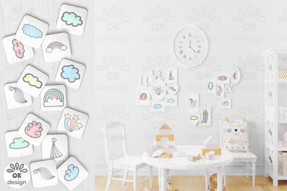 Rainbow Unicorn Clipart. Baby shower clipart, magic unicorn graphics.