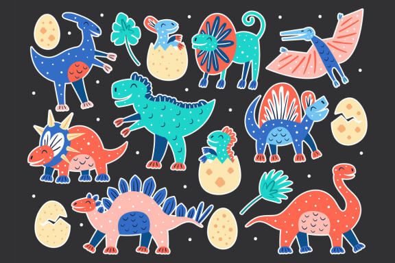 Dinosaur clipart. Dino prints. Prehistoric animals. Jurassic world.