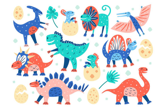 Dinosaur clipart. Dino prints. Prehistoric animals. Jurassic world.