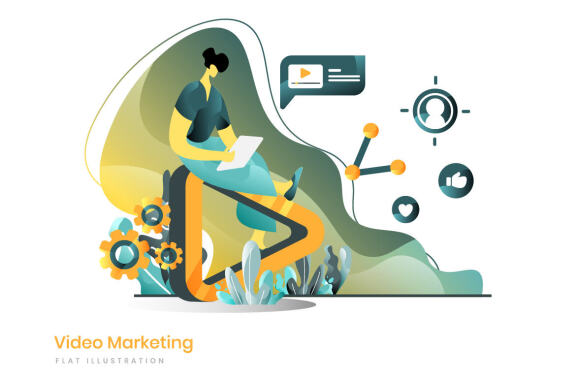 Business Online Marketing set flat illustration