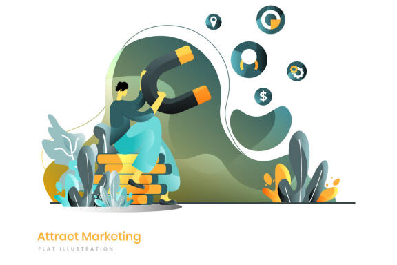 Business Online Marketing set flat illustration