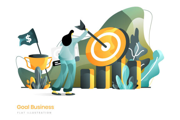Business Online Marketing set flat illustration