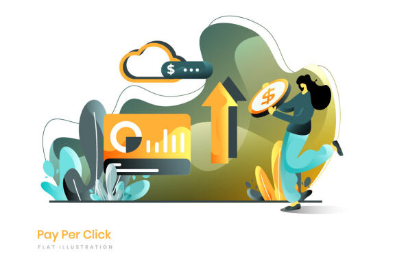 Business Online Marketing set flat illustration