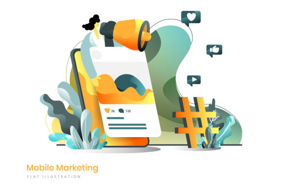 Business Online Marketing set flat illustration
