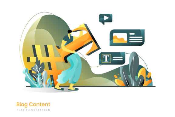 Business Online Marketing set flat illustration