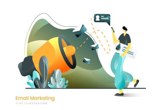 Business Online Marketing set flat illustration