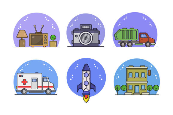 Set of buildings and means of transport