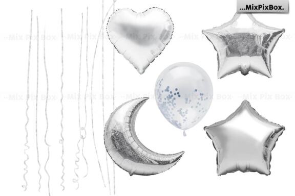 Silver Foil Balloons Photo Overlays